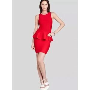 BCBGMAXAZRIA bcbg lipstick red Francis poppy peplum bandage sleeveless dress
